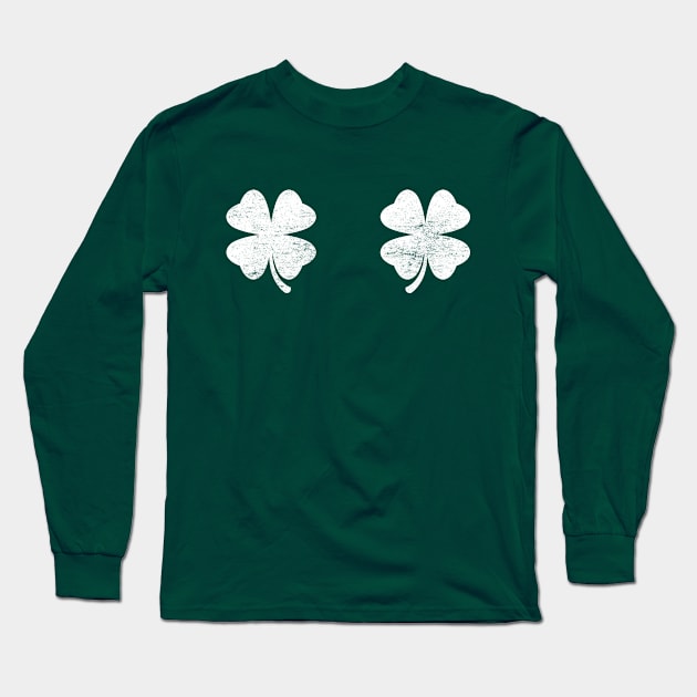 Shamrock Boobs White St. Patrick's Day Long Sleeve T-Shirt by Luluca Shirts